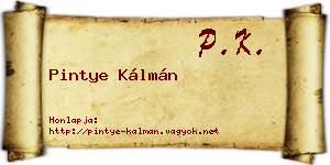 Pintye Kálmán névjegykártya